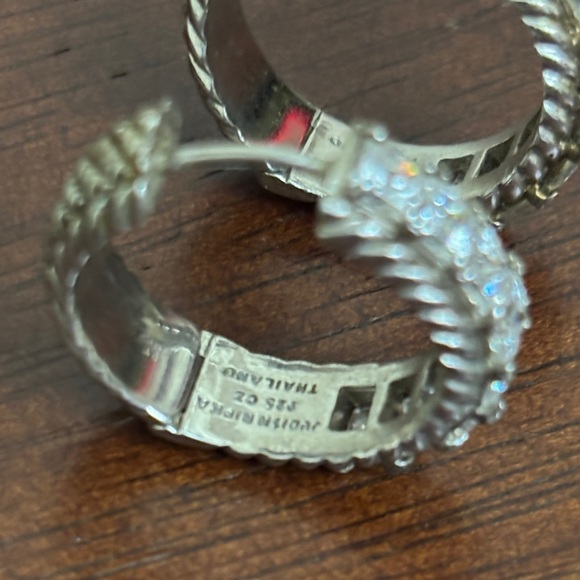 Judith Ripka Sterling Silver 925 Princess Cut Cubic Zirconia Hoop Earrings - Picture 3 of 7